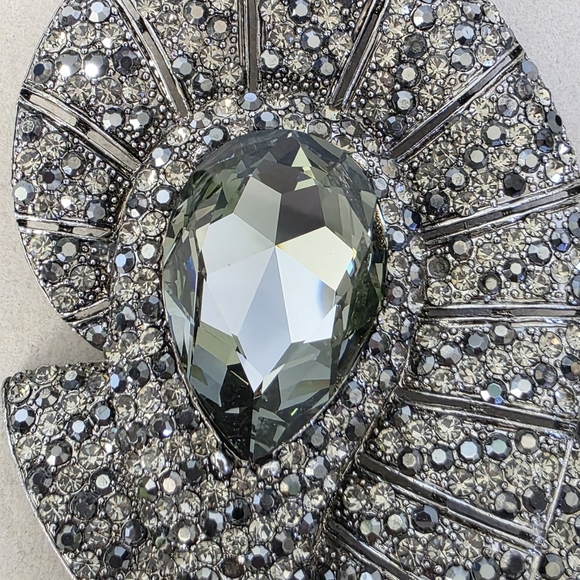 Large Vintage Silver Statement CZ Brooch Pin - Picture 5 of 10